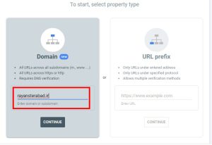 ثبت سایت در Google search console از روش Damain