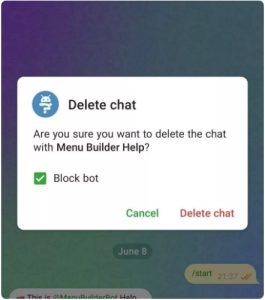 حذف ربات تلگرام در اندروید