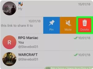 حذف ربات تلگرام در آیفون